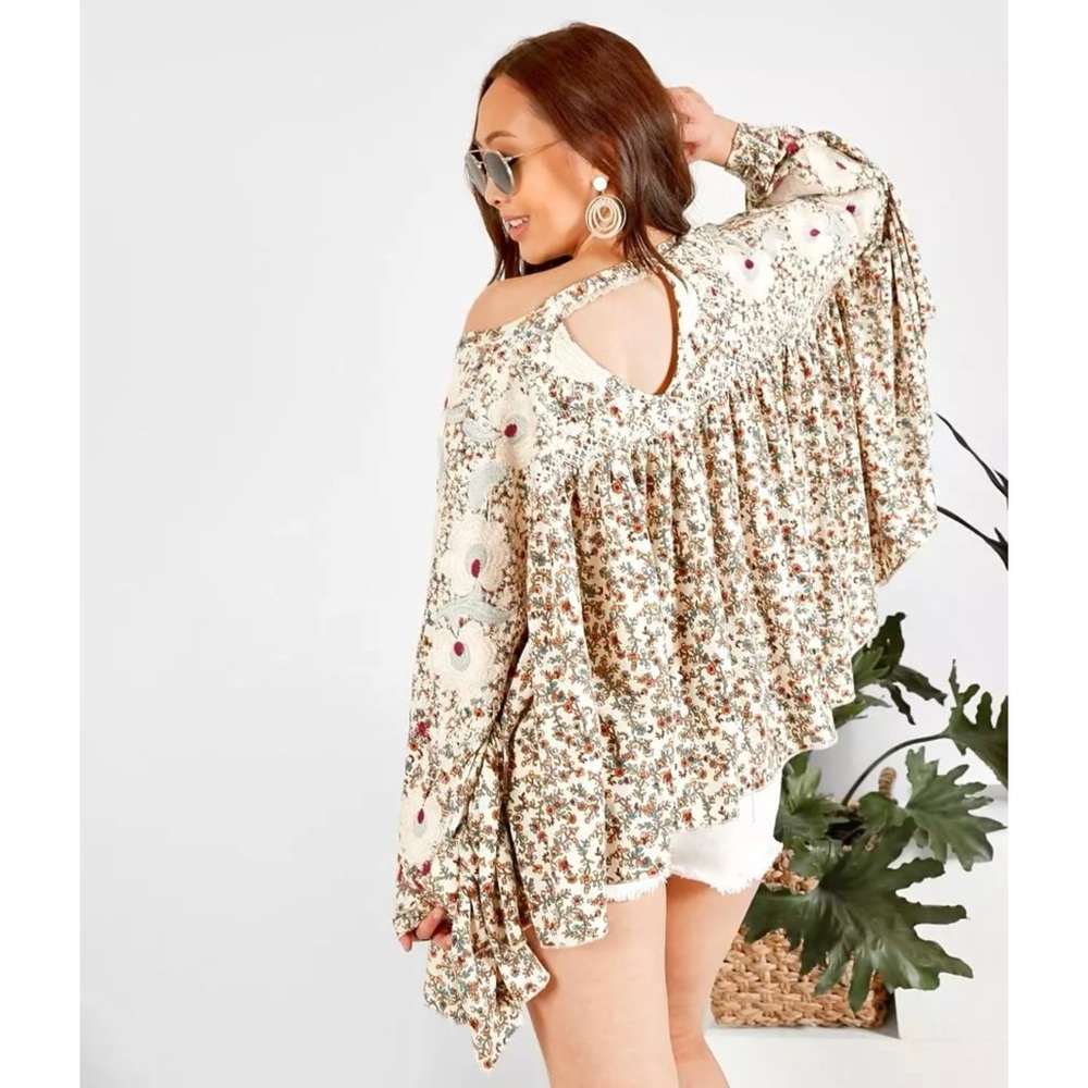 🌈 Amazing embroidered boho poncho blouse